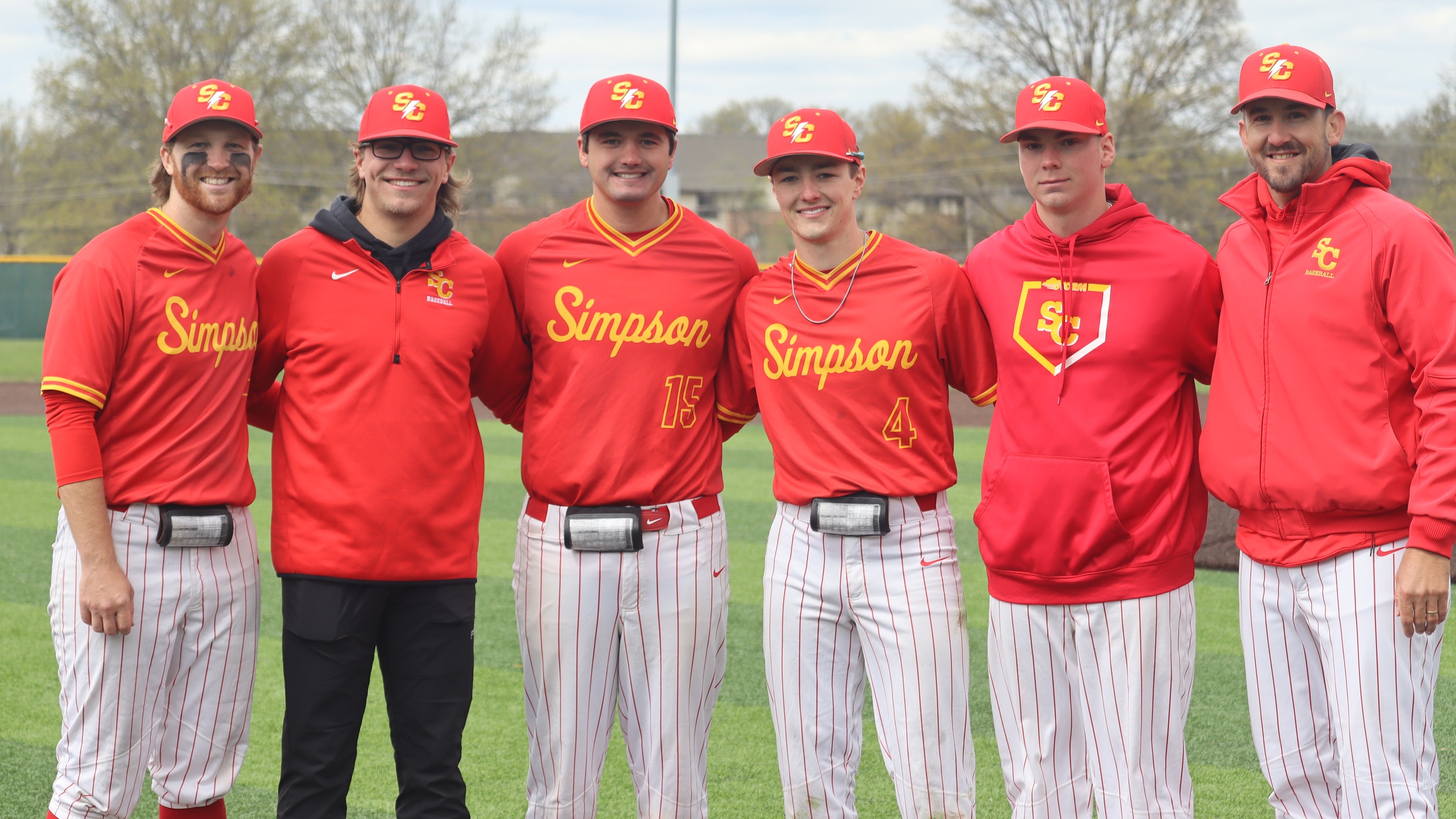 L to R: Zach Fuller, Wyatt Clark, Sam Porter, Joel Sampson, Zach Wemhoff, Head Coach Nathan Roling (photo by Abby Hintz)
