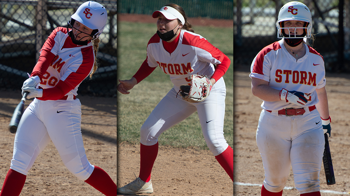 L-R: Senior Megan Crockett, junior Randie Richmond and senior Sara Trent