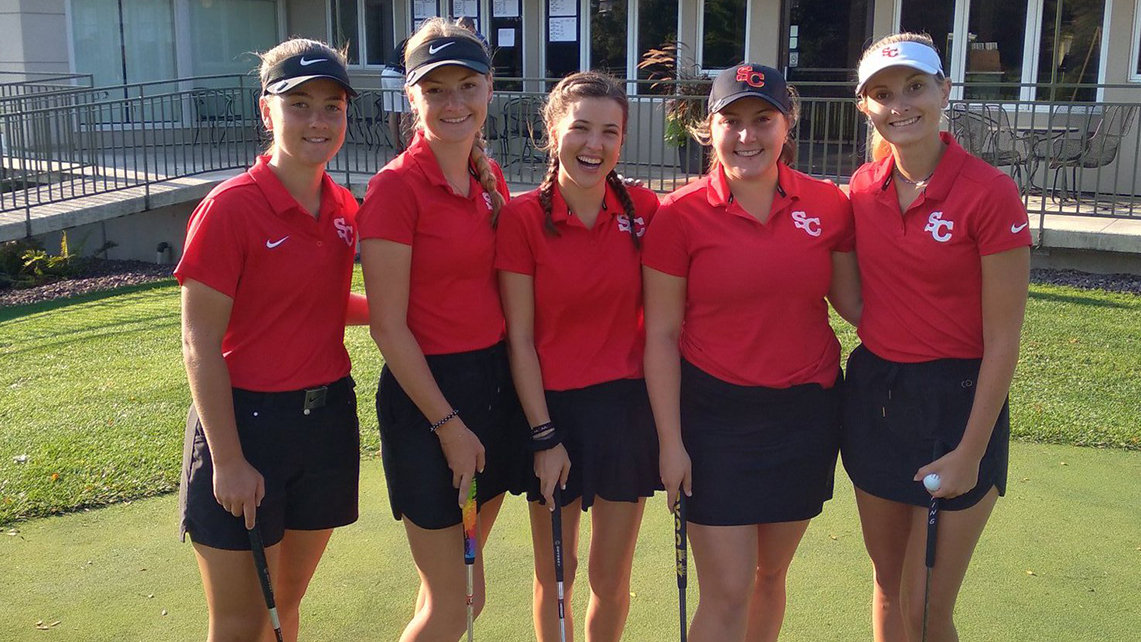 L-R: Freshman Taylor Elam, sophomore Hannah Mulligan, senior Averi Peck, freshman Madeline Streicher and sophomore Sydney Stephenson