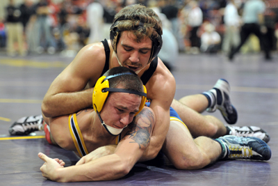 Wrestlers pick up first dual win of Hansen era