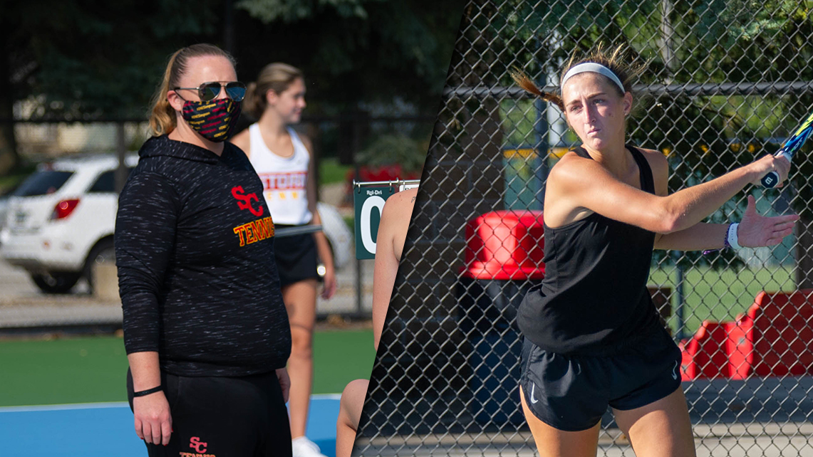 Head coach Faith Bliss (left) earned A-R-C Coach of the Year honors and Anna Wanek was selected as the league's MVP after the 2020 fall slate.