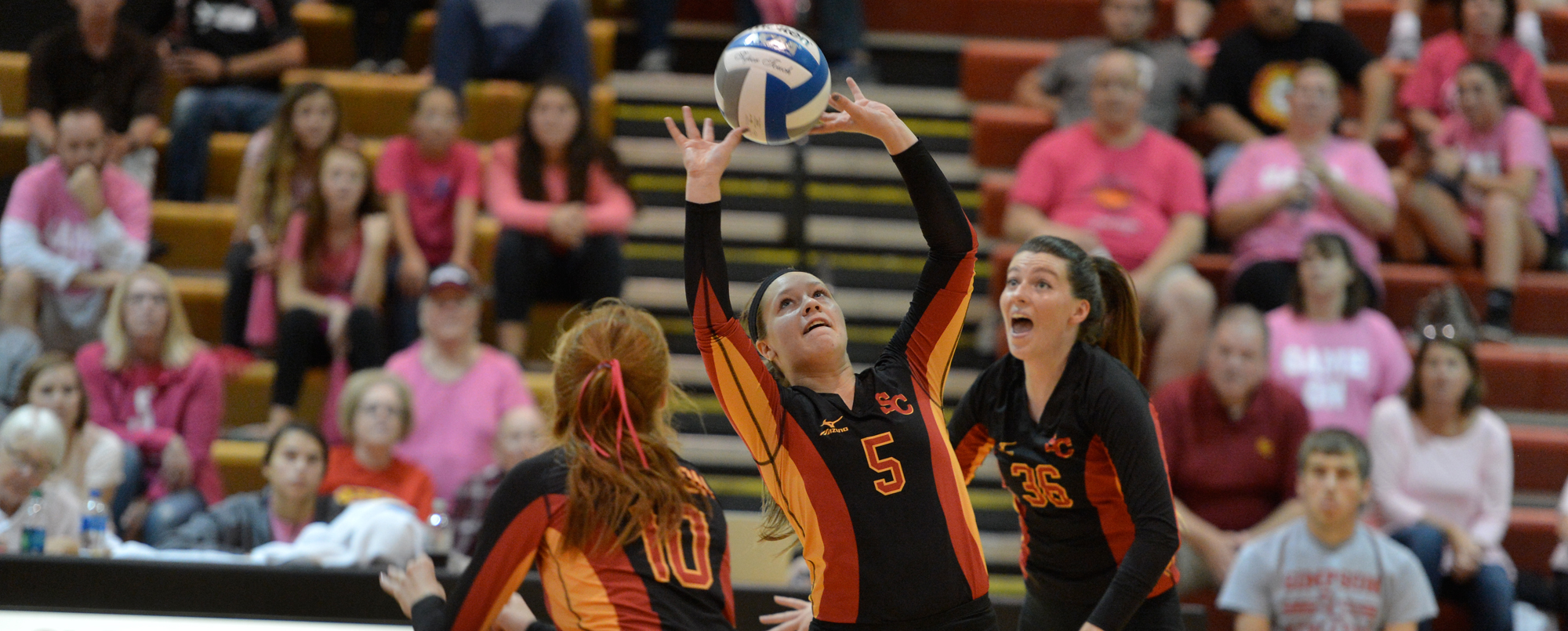 Alyssa Mathews (5) and Madison Fleer (36)