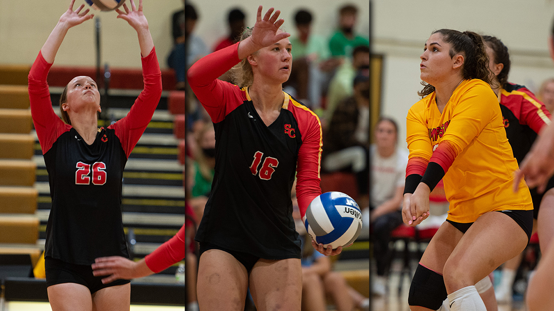 (L to R) Junior Marissa Salber, junior Jessica Jacobs, and sophomore Iman Ghalibaf earn all-conference honors