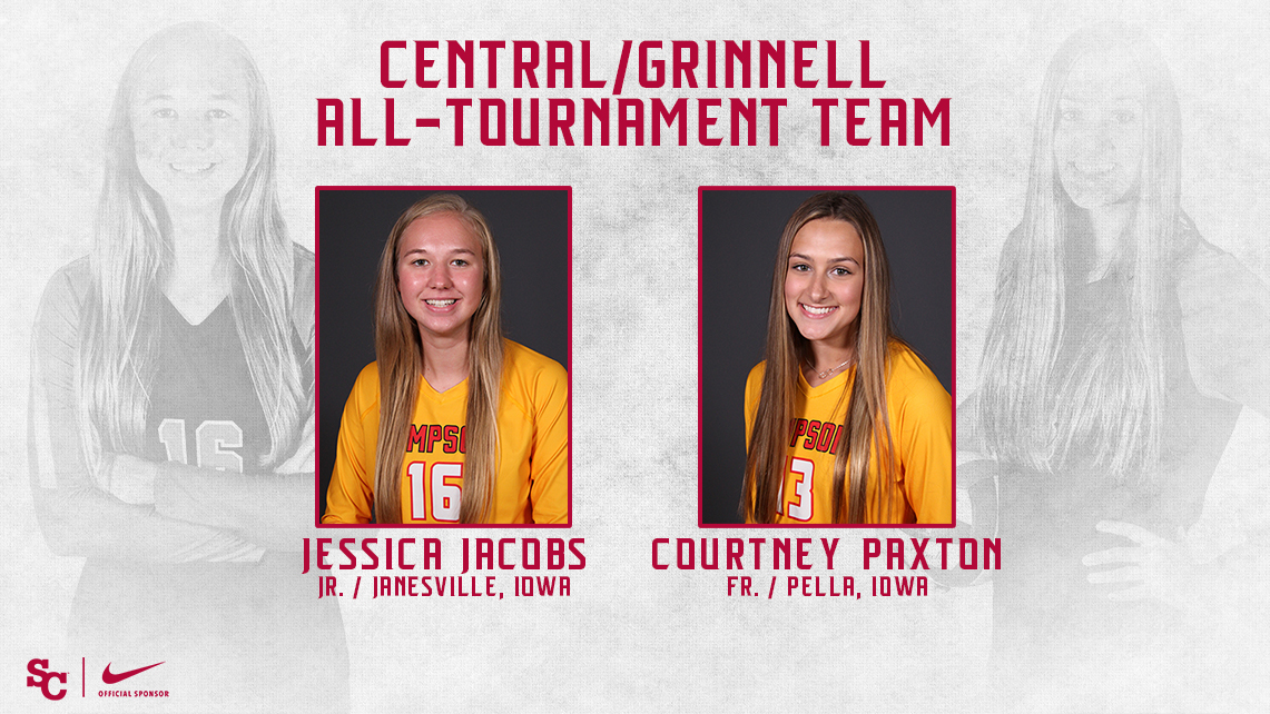 Junior Jessica Jacobs and freshman Courtney Paxton were named to the Central/Grinnell All-Tournament Team.